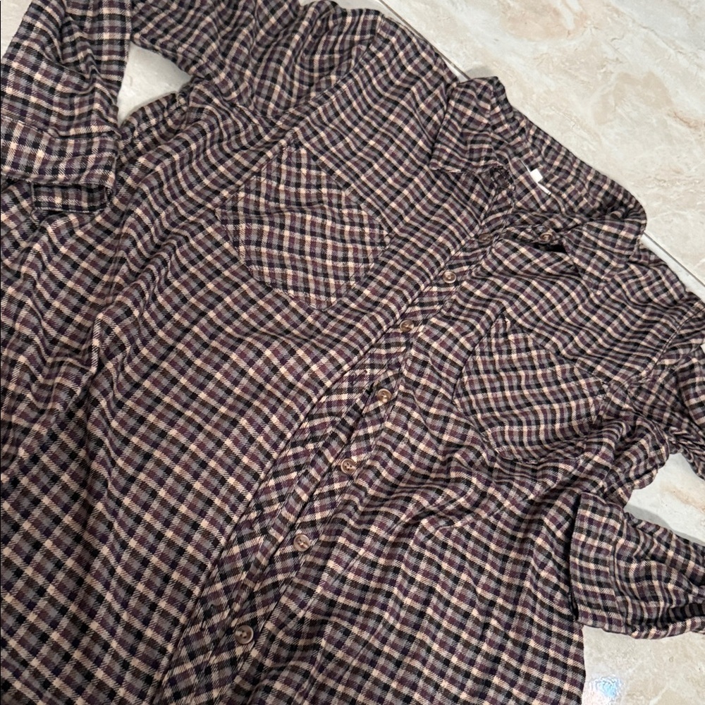 Maurices Purple Plaid Shirt - Picture 2 of 3